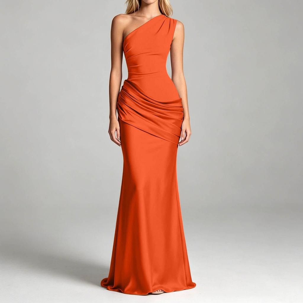 Elegante Abito Formale da Donna a Spalle Scoperte Lungo con Spacco Asimmetrico Bodycon Abito da Sera
