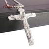Men's Christian Jesus on the Cross Pendant Beaded Chain Necklace