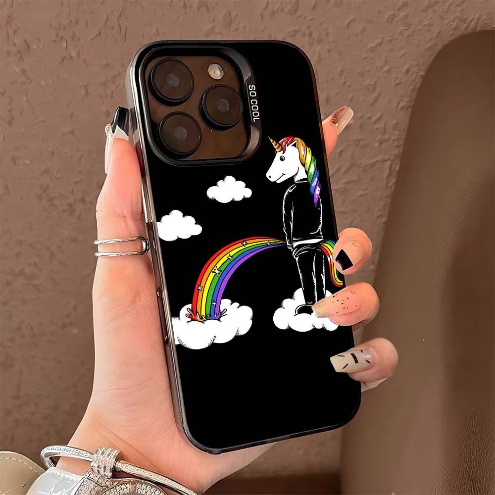 LGBT Rainbow Pride phone case for iPhone 17 17Air 16 15 14 13 12 11 Pro Max Plus Colorful Silver