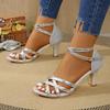 Mode Knöchelriemen High Heels Sandalen für Damen Mode Dünner Absatz Kleidschuhe Frau 2025 Sommer Überkreuzriemen Party Sandalias Mujer