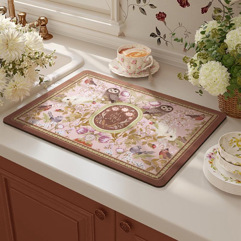 American Retro Light Luxury Kitchen Countertop Drain Pad, Diatom Mud Suction Pad, Quick-drying Washing Table, Sink, Bar Mat