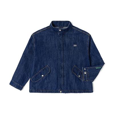 Einfarbige Stehkragen Freizeit-Jeansjacke Herrenjacken Dunkelblau LMT004521101249A02993
