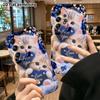 Phone Case: 2D Flat Samsung Galaxy A34 A35 M05 M06 S20 S22 S21 FE Plus 5G Protective Case, Deep Blue Tone with Two Little Cats, Christmas and Hallowee