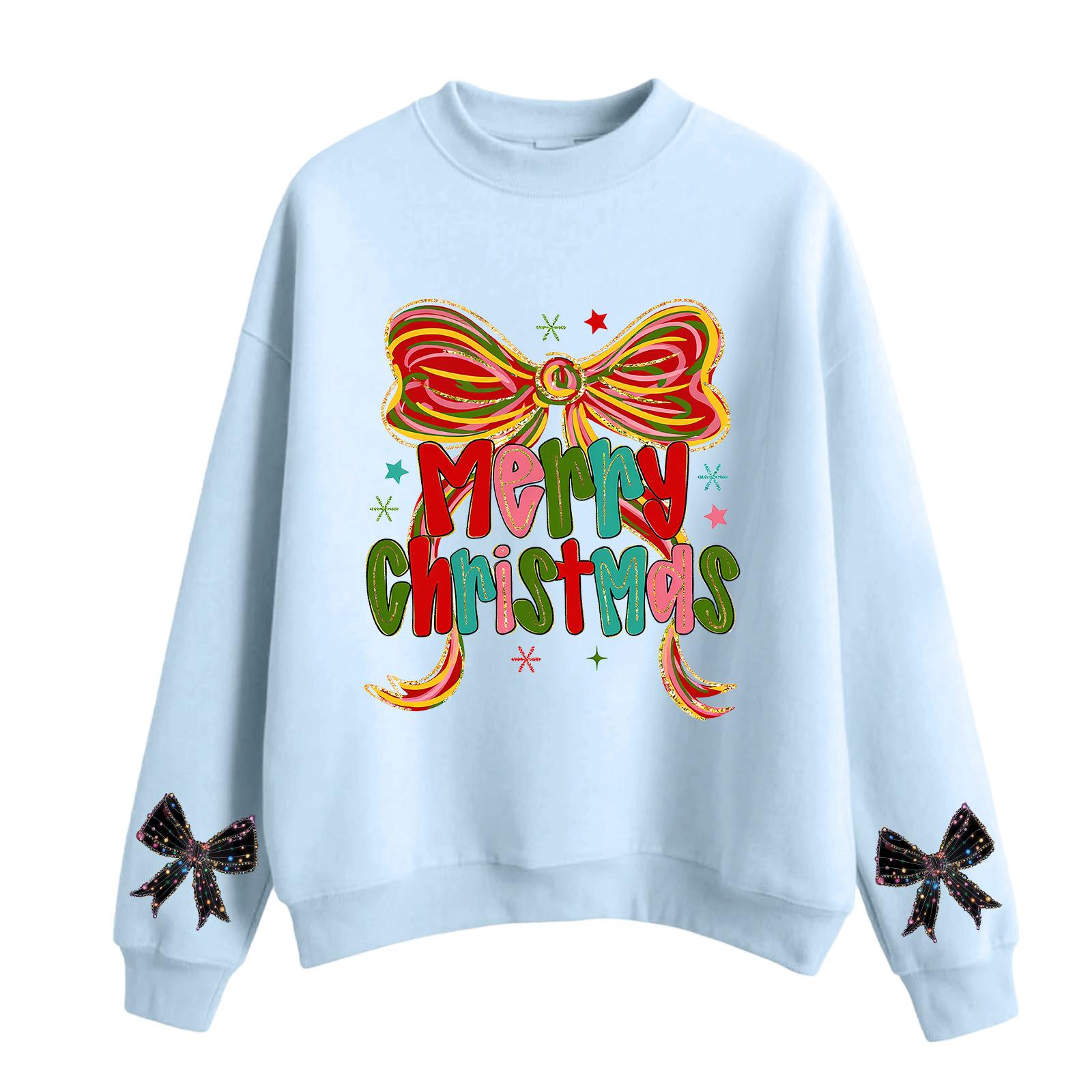 

Женский модный повседневный свитшот с круглым вырезом и длинными рукавами с рождественским принтом XXL