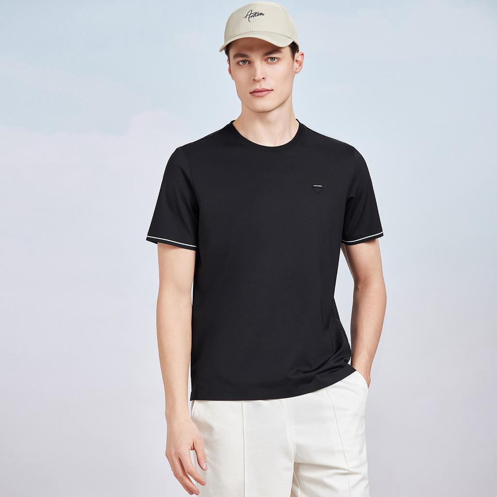 [Including Mulberry Silk] 26 year summer casual round neck T-shirt for men, thin short sleeved, silky smooth hanging half sleeve base