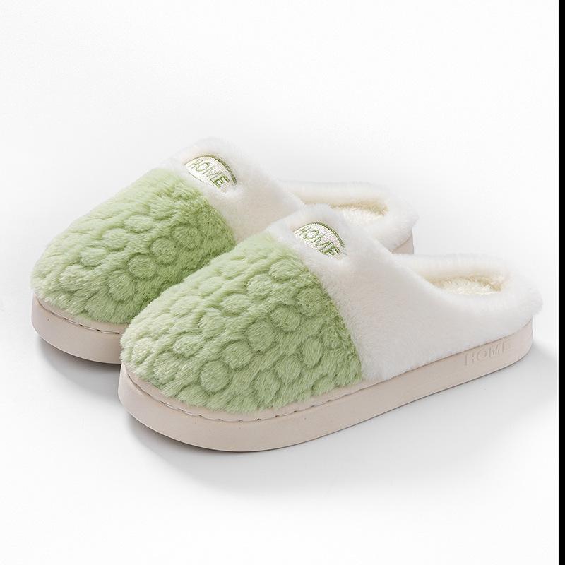 Cotton slippers autumn and winter letter color matching indoor home warm and comfortable plush home cotton shoes