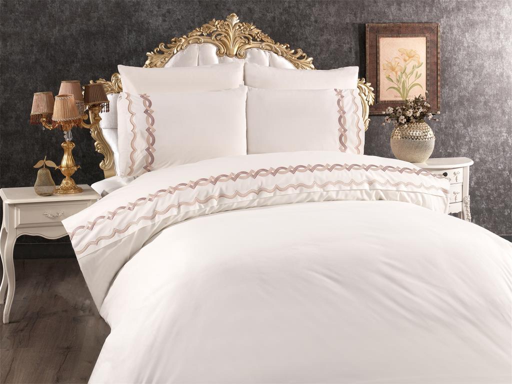 

Комплект пододеяльников Flexi Embroidery из 6 предметов хлопка двойного размера кремового цвета