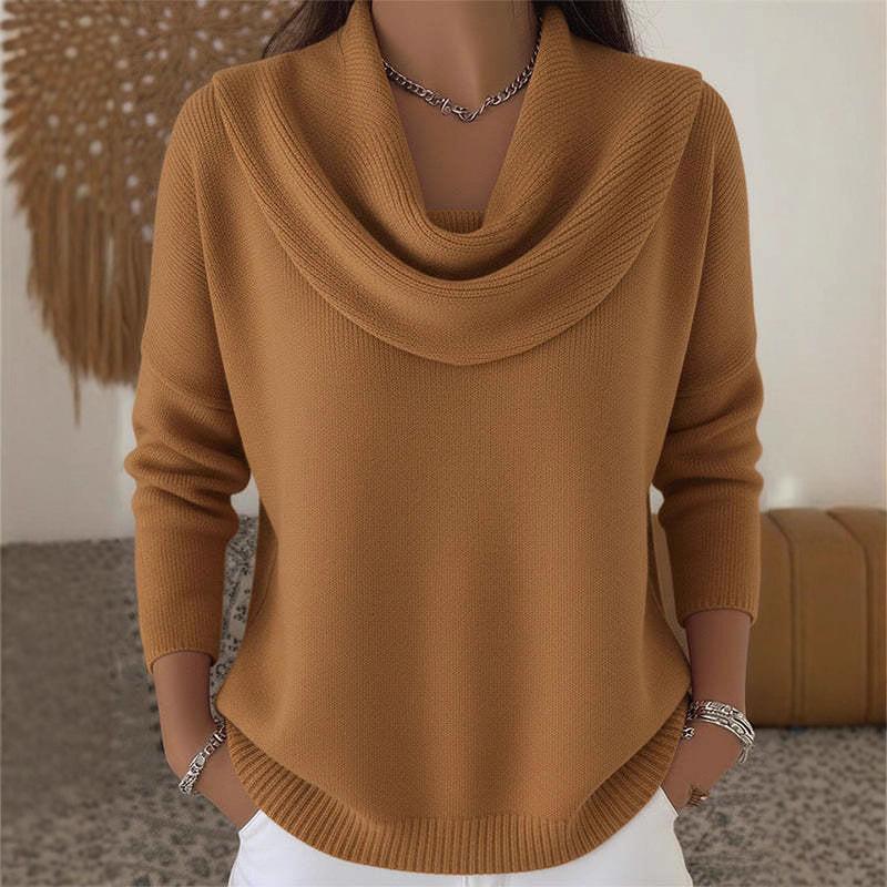 European And American Autumn Winter New Style Women Clothing Solid Color U Neck Sweater Casual Loose Versatile Pullover Top