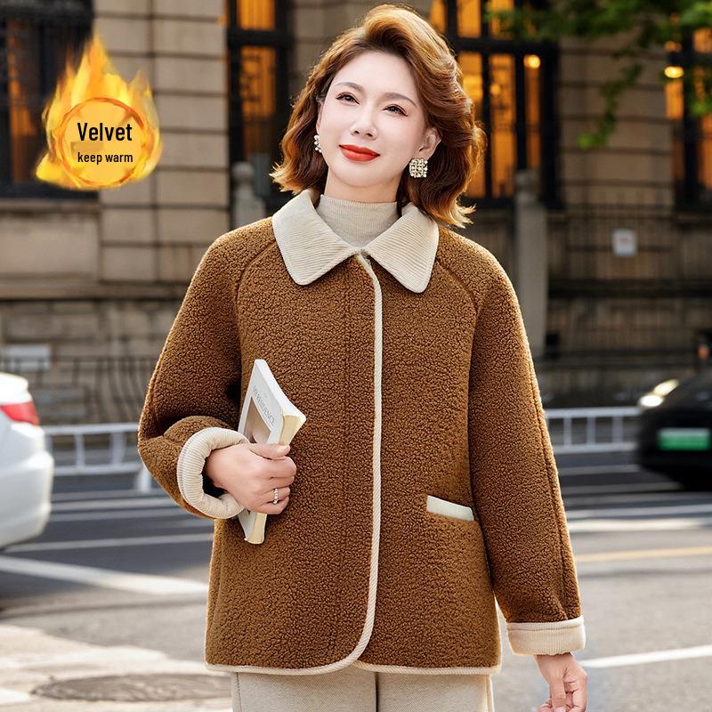2025 New Cozy Lambswool Coat for Middle-aged & Senior Women - Thickened Velvet Winter Top