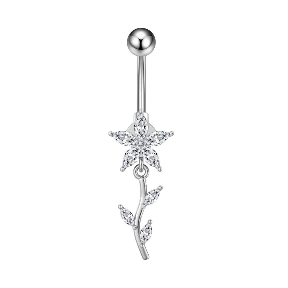 Stainless Steel Belly Navel Stud Elegant Navel Button Trendy Butterfly Chain Navel Ring  Beach