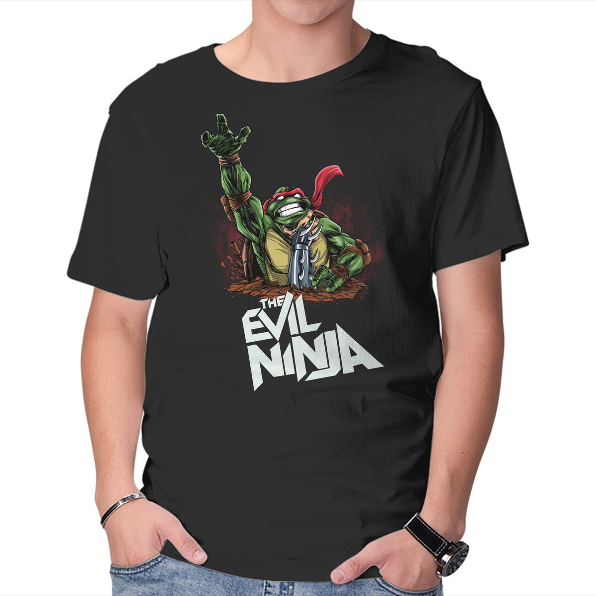 Unisex Crew Neck T-Shirt The Evil Ninja Graphic Short Sleeve Casual Tee XXL