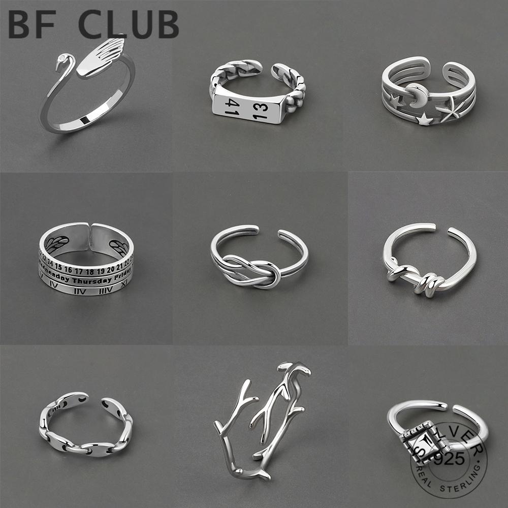 BFCLUB Silver Color Open Ring for Women Leaf Retro Bird Trendy Jewelry Bijoux Birthday Anillos Gift
