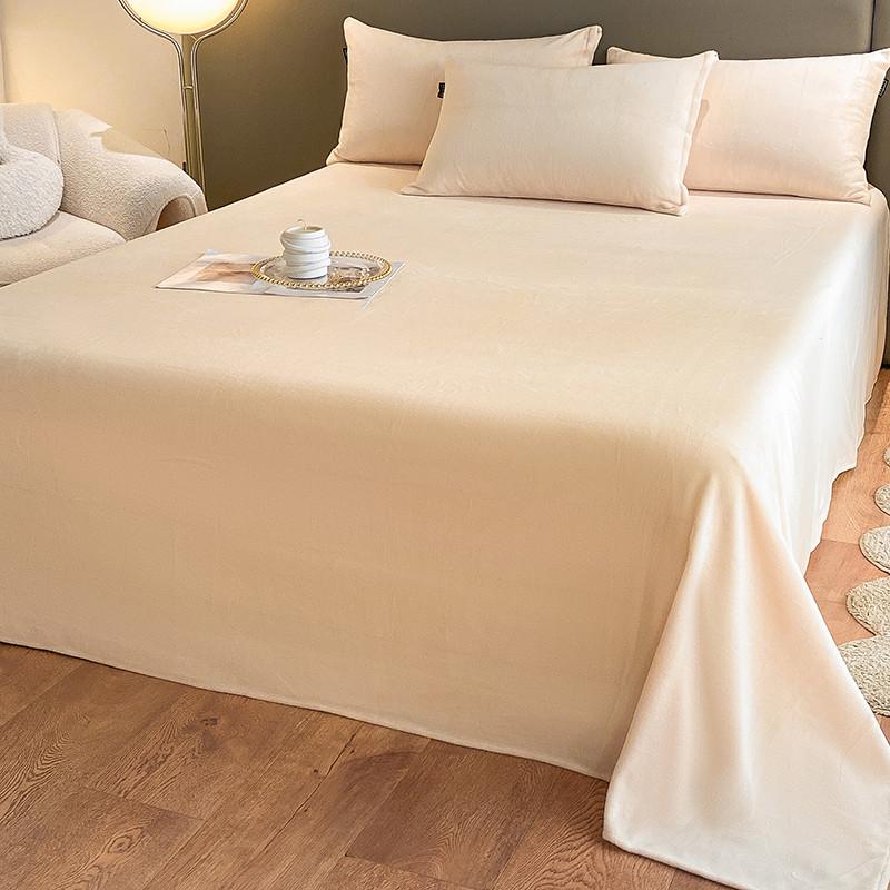Warm Velvet Flat Sheet Solid Color Autumn Winter Bed Top Sheet 120/160/200/245/270cm Bed Linens for Single Double King Queen Bed