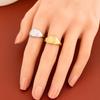 Bee Titanium Colorfast Stainless Steel Adjustable Open Ring - Plain Band Hand Jewelry with Oil Pressure Design.