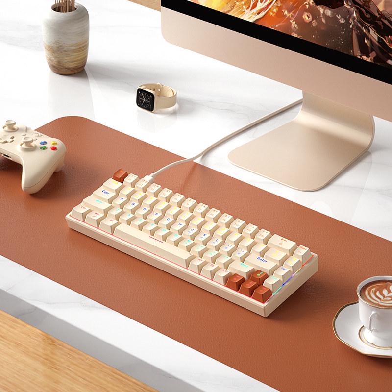 BOW Hot-Swappable Wired Mechanical Keyboard - Universal Compact Gaming with Small Red/Brown Switches, 68 Keys