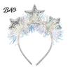 Comfortable Non Slip Headband Star with Sparkly Sequins, 3D Glitter Crown Hair Hoop Decorative Headwear for Wedding Christmas New Year Birthday, Party