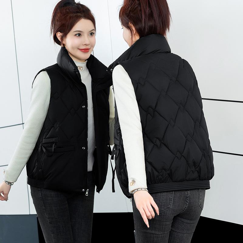 Fashionable and Warm Women's Winter Down Jacket with Stand Collar and Loose Vest