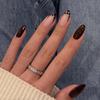 Leopard Print French Nail Art Tips - Short Almond Shape, Wearable for Autumn & Winter
