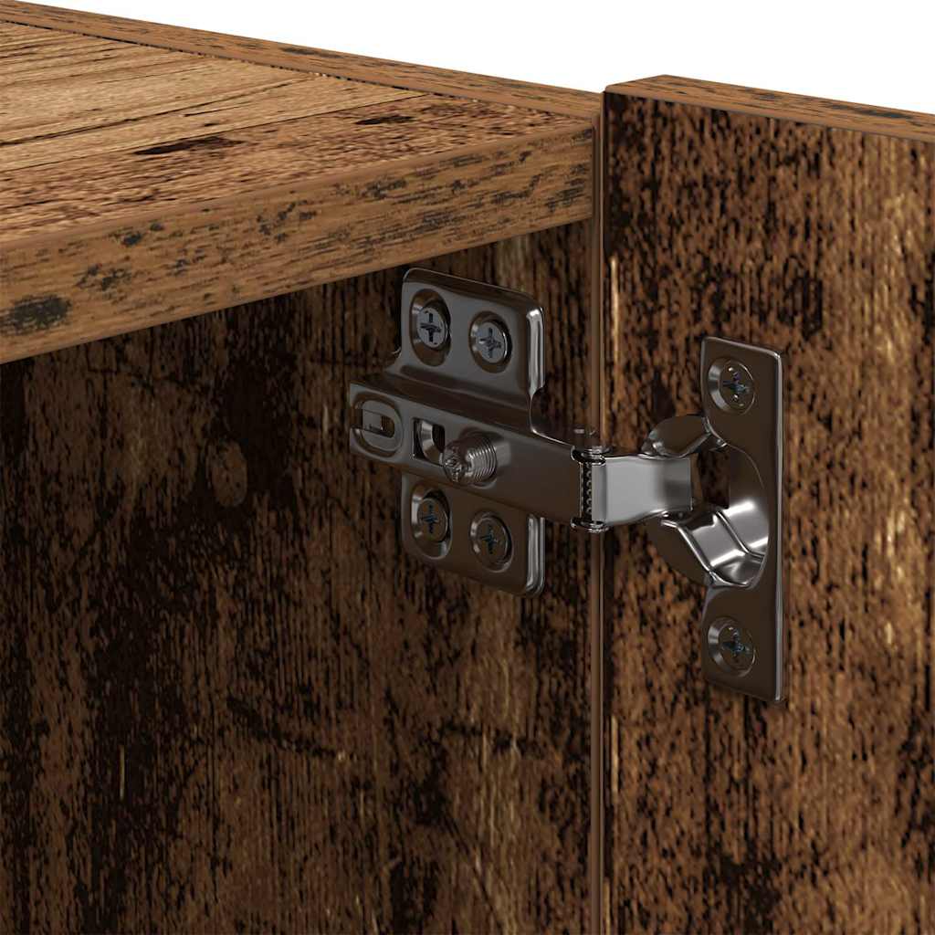 Wall Mounted TV Cabinet with LED Lighting Reclaimed Wood Look 80 x 35 x 31 cm Engineered Wood