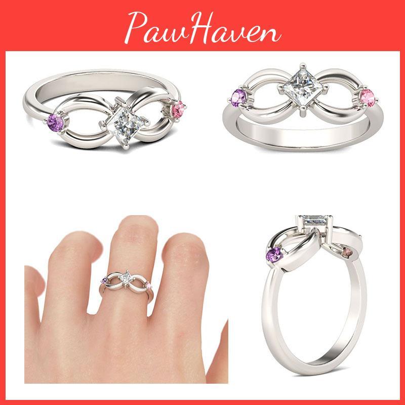 Stylish Creative 8 Character Rhinestone Alloy Infinity Silver Plated Ring