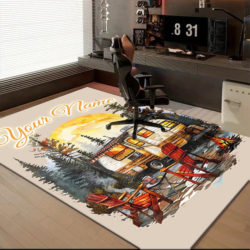 1PC Custom Name Adventure Sunset Scene Theme Floor Mat Ideal for Living Room, Game Rooms, Office, Bedroom, Floor Mat Playful Design