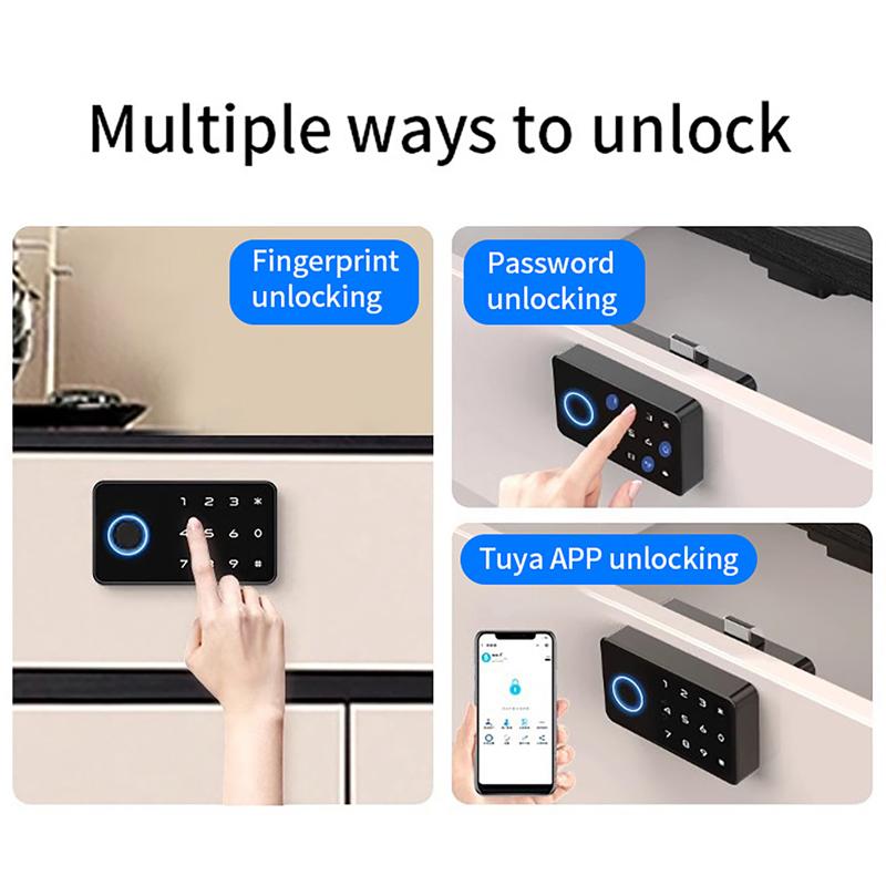 Tuya APP Fingerprint Smart Drawer Cabinet Invisible Lock Password Unlock for Contactless Cabinet Wooden Drawer Cupboard Locker
