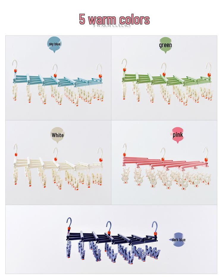 Multi-Functional Retractable Windproof Clothes Drying Rack with Seamless 3D Design and Storage Clips