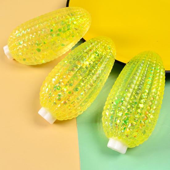 Glitter Corn Squeeze Toy Slow-Rising TPR Fidget for Stress Relief Realistic Vegetable-Shaped Decompression Gadget for Kids Adults