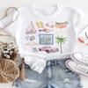 Beach Travel Cute Women's Clothing Cartoon Round Neck 90s Casual Fashion Short Sleeve Printed Women's Basic Top Pattern T-Shirt