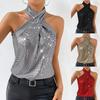 Hot Summer Style Sexy and Simple Sequined Halter Neck Suspender Top and Vest for Women
