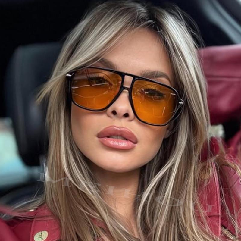 Vintage Oversized Pilot Sunglasses Women  Big Black Orange Vintage Sun Glasses For Ladies Eyewear Popular Shades Windproof