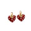 Ankela Women's Elegant Red Heart Stud Earrings: Exquisite, Versatile, Trendy High-End Ear Jewelry.