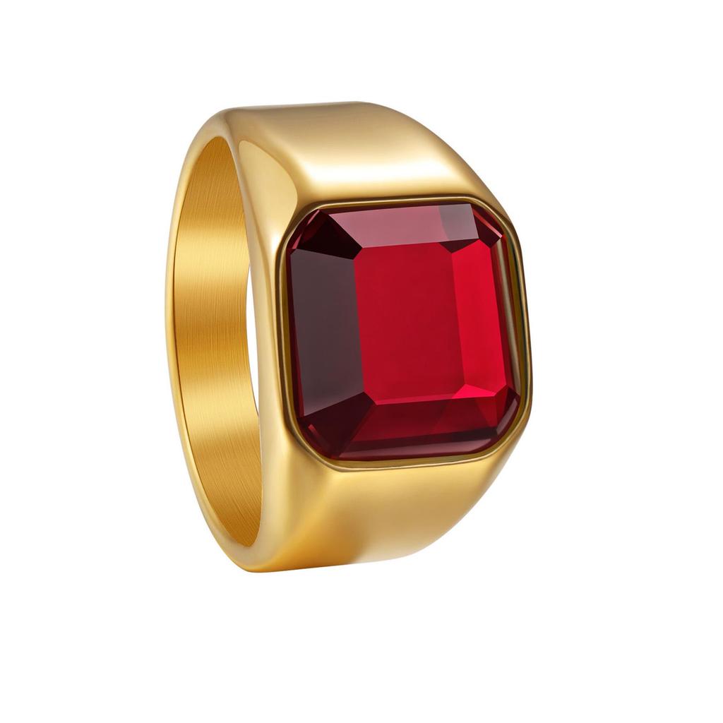 Pánský prsten z titanové oceli s vícebarevnými drahokamy - svatební obrúčka v evropském a americkém stylu