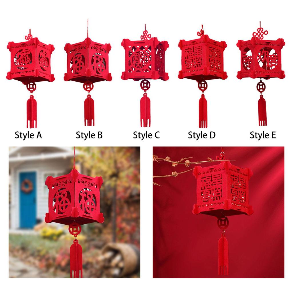 Chinese Lantern Decorative Lucky Cube 3D Chinese New Year Lantern Felt for Celebration Indoor Outdoor Wedding Home Decor