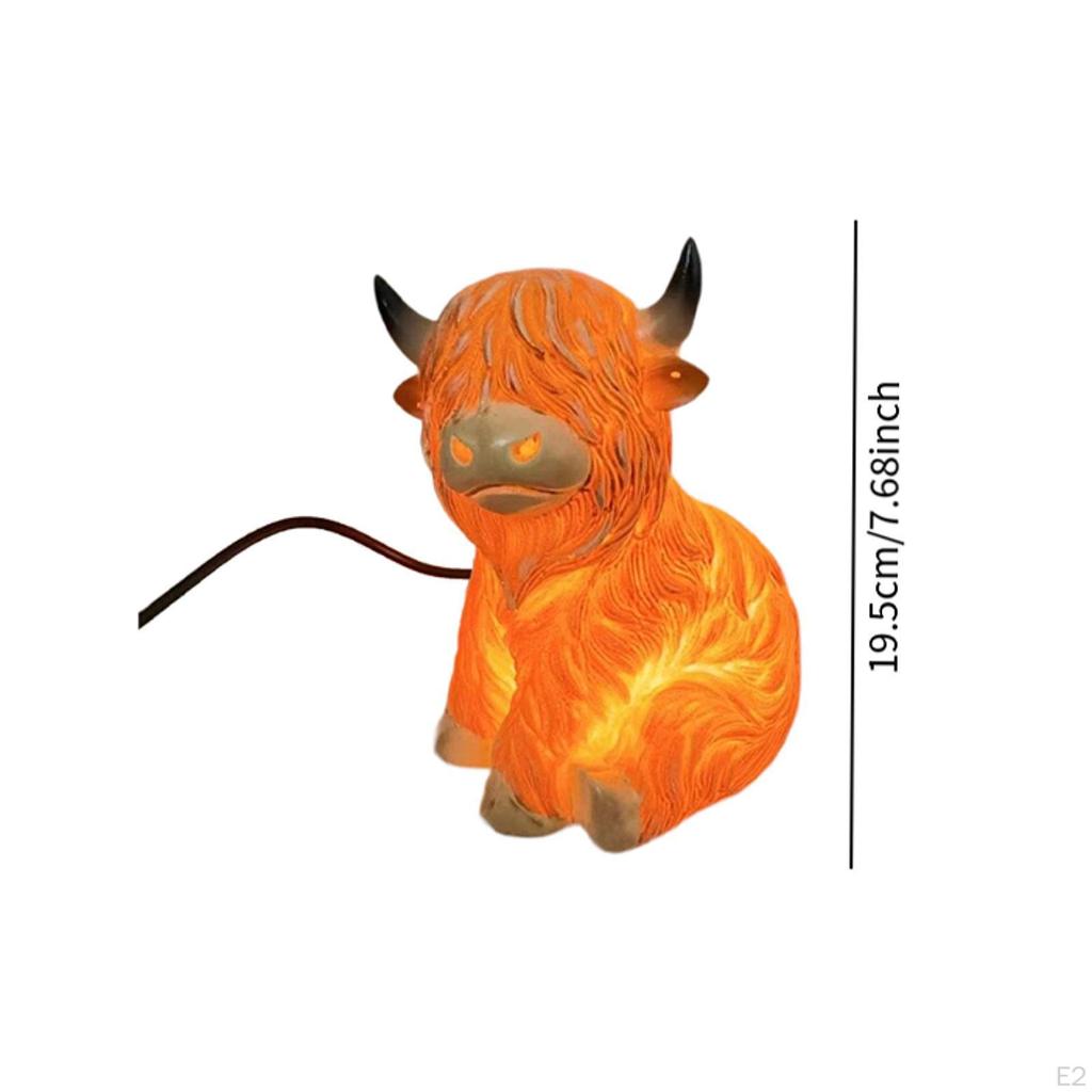 Cattle Lamp 3D Cow Night Lighting Accent Light Animal Table for NightStand Farmhouse