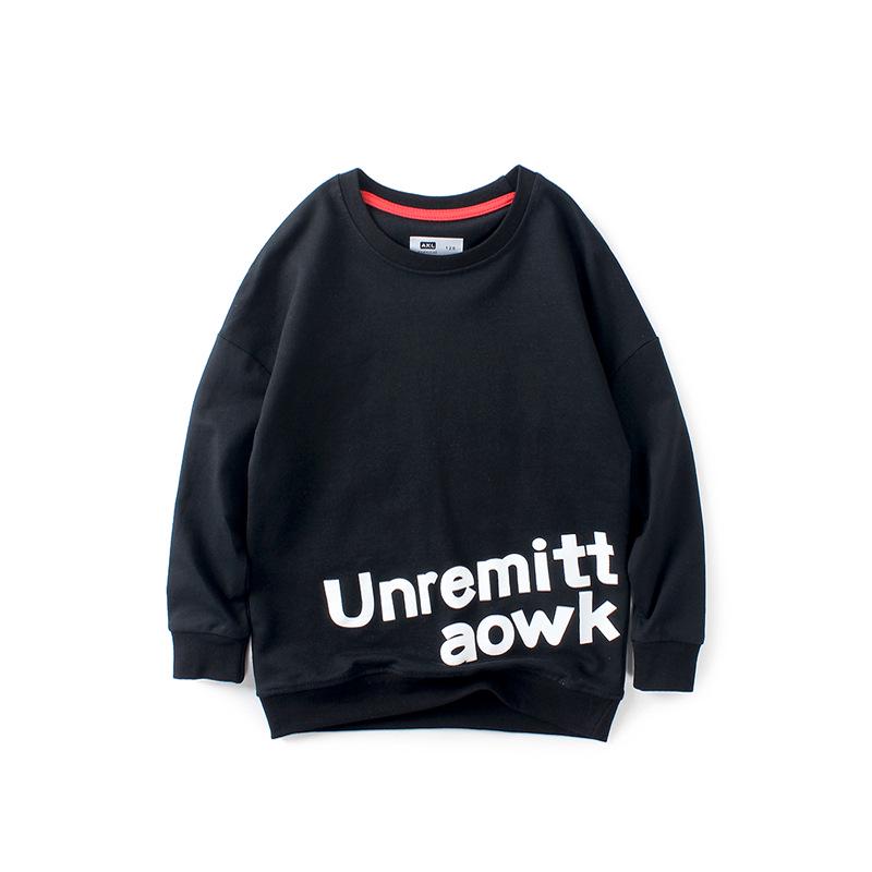 European Kids' Spring Korean-Style Sweater - Long Sleeve English Print Top for Boys