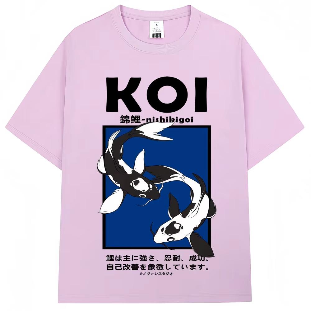 

Japanese Style Koi Graphic T Shirt Unisex Women Fashion Popular Short Sleeve Top pure Cotton Casual Tshirts Streetwear Gifts 2026 4XL