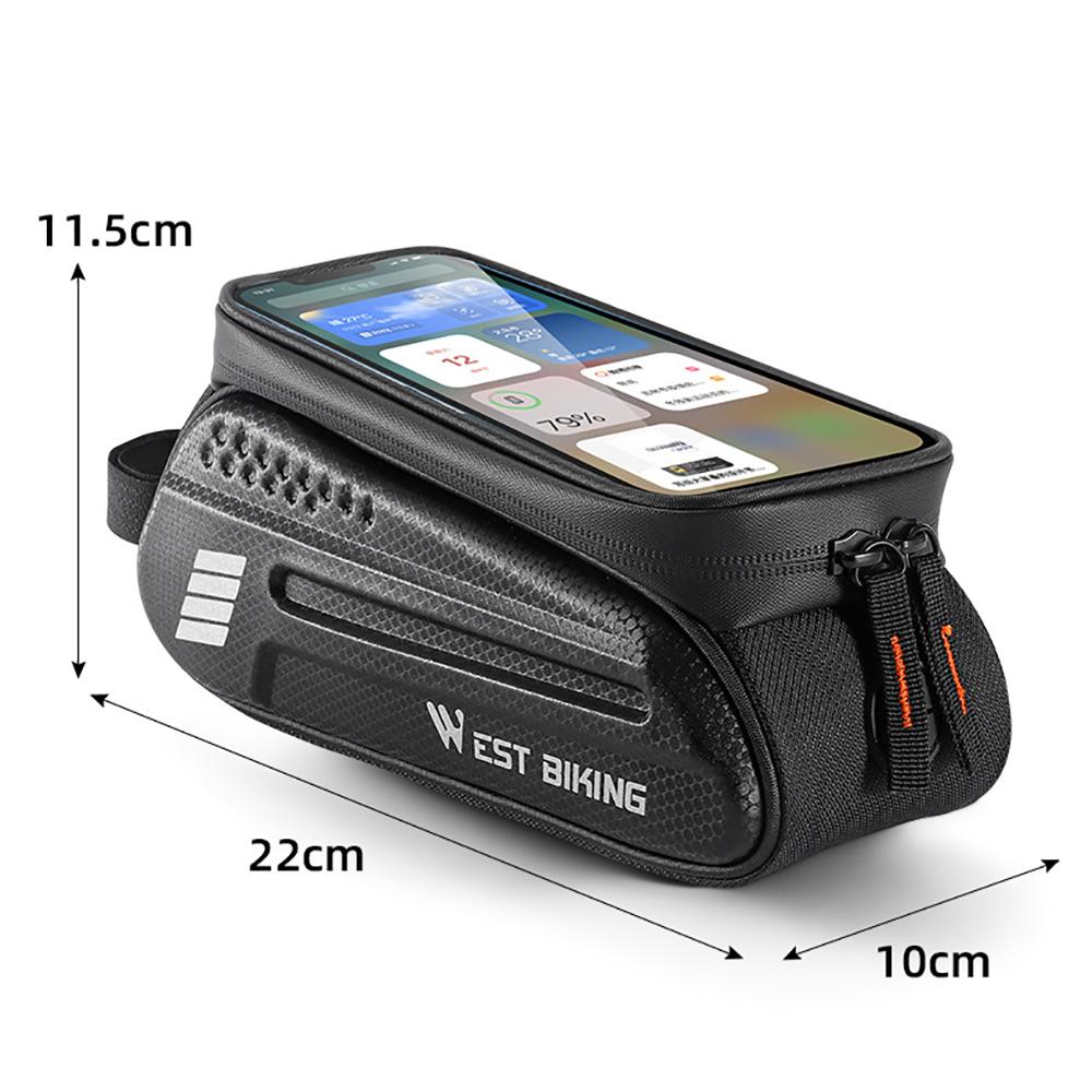 Bicycle Top Tube Front Frame Bag Waterproof Hard Shell Bag 7'' TPU Touch Screen