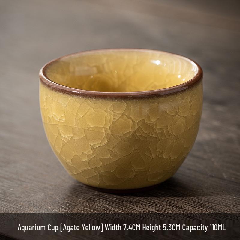 Ceramic Ice Flower Glaze Tea Cup Set: Water-Resistant, Large Thumb Ring, Four Seasons Gift Box.