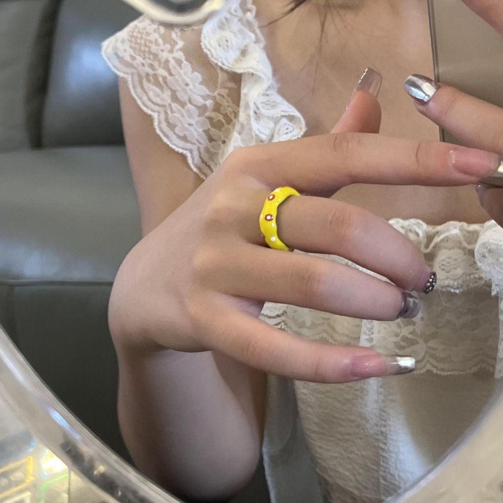Girl  Gift Y2K Polka Dot Opening Ring Fashion Jewelry Vintage Ring Women Ring Korean Style Ring