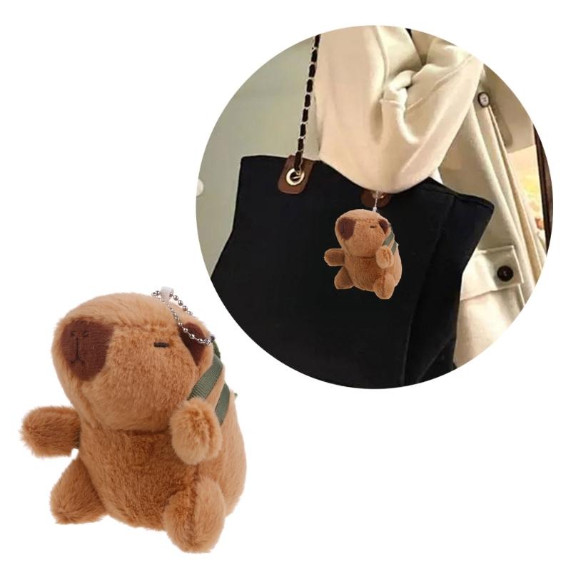 Mini Plush Capybara Charm Keychains Sweet Cute Pendant Car Keyring Backpack Decoration Fashion Jewelry for Women Girl