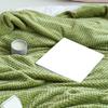 Cooling Blanket Milk Fleece Lattice Jacquard Blanket Summer Cold Single Nap Blanket for Sofa Bed Office Green 100x120cm