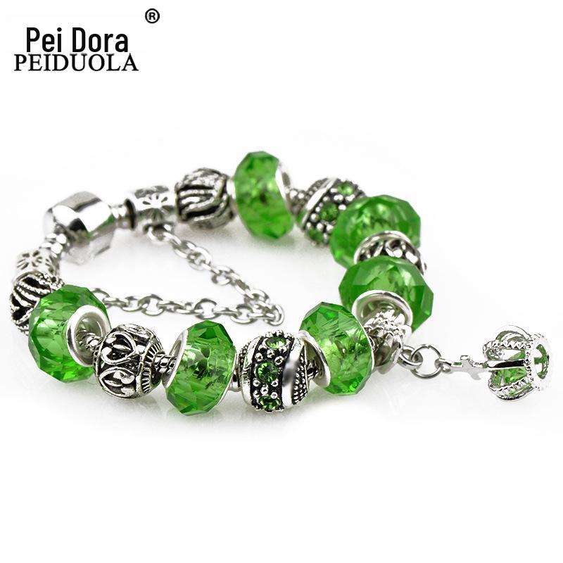 Brățară Trendy cu Mărgele de Cristal Pan cu Pandantiv Coroană de Flori