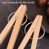 Trämatstång Värmeisolerat Halkfritt Handtag Bok Matlagningstång för Bröd Grillning Trämatstång Trämatlagningstång