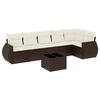7 Piece Garden Sofa Set with Cushions Brown Poly Rattan