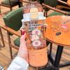 580ml Tritan Cute Capybara Space Cup with Hand-held Ring BPA-Free Portable Camper Water Bottle  with Straw and Strap Juice Cup