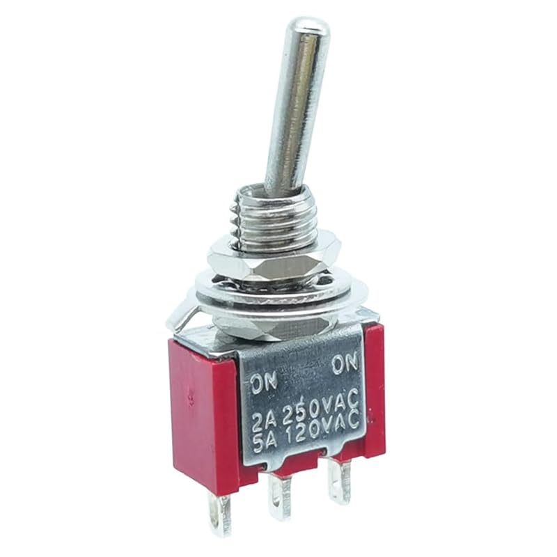

QIYANGBRO(Pack of 6) SPDT Mini Toggle Switch Miniature ON/Off Switch 3 Terminal 2 Position 5A 125V 2A 250V for DIY Car Dash Dashboard Electronic 3Pin ON/ON