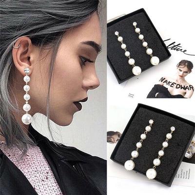 Rhinestone Earrings for Women Pearl Dangle Drop Crystal Earrings for Girl