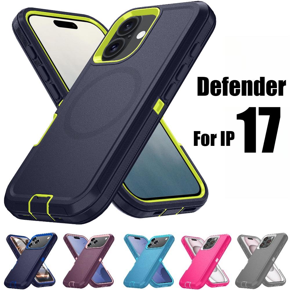 Heavy Duty Aromr Magnetic Defender Wireless Charging Case for IPhone Air 17 16E 15 14 13 Pro Max Ott Hard Armor Box Anti-drop Protect Cover Clip