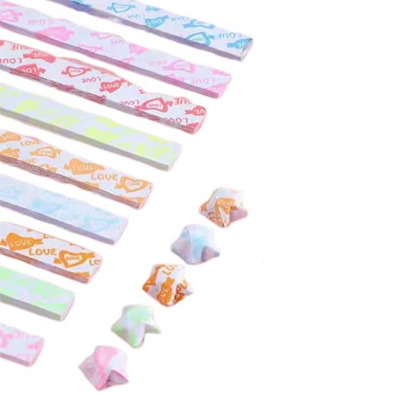 420 Sheets Luminous Origami Star Paper Strips Assorted Colors Double Sided Easy To Fold Lucky Star Paper